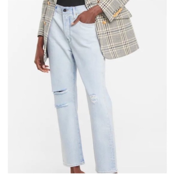 Frame Denim Denim - Frame Denim LeOriginal Button Fly Straight Jeans Howard Rips Distressed Size 27